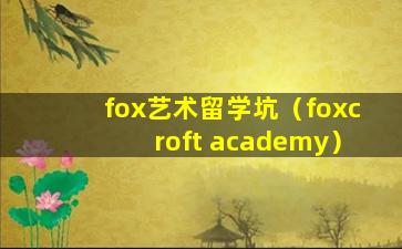 fox艺术留学坑（foxcroft academy）